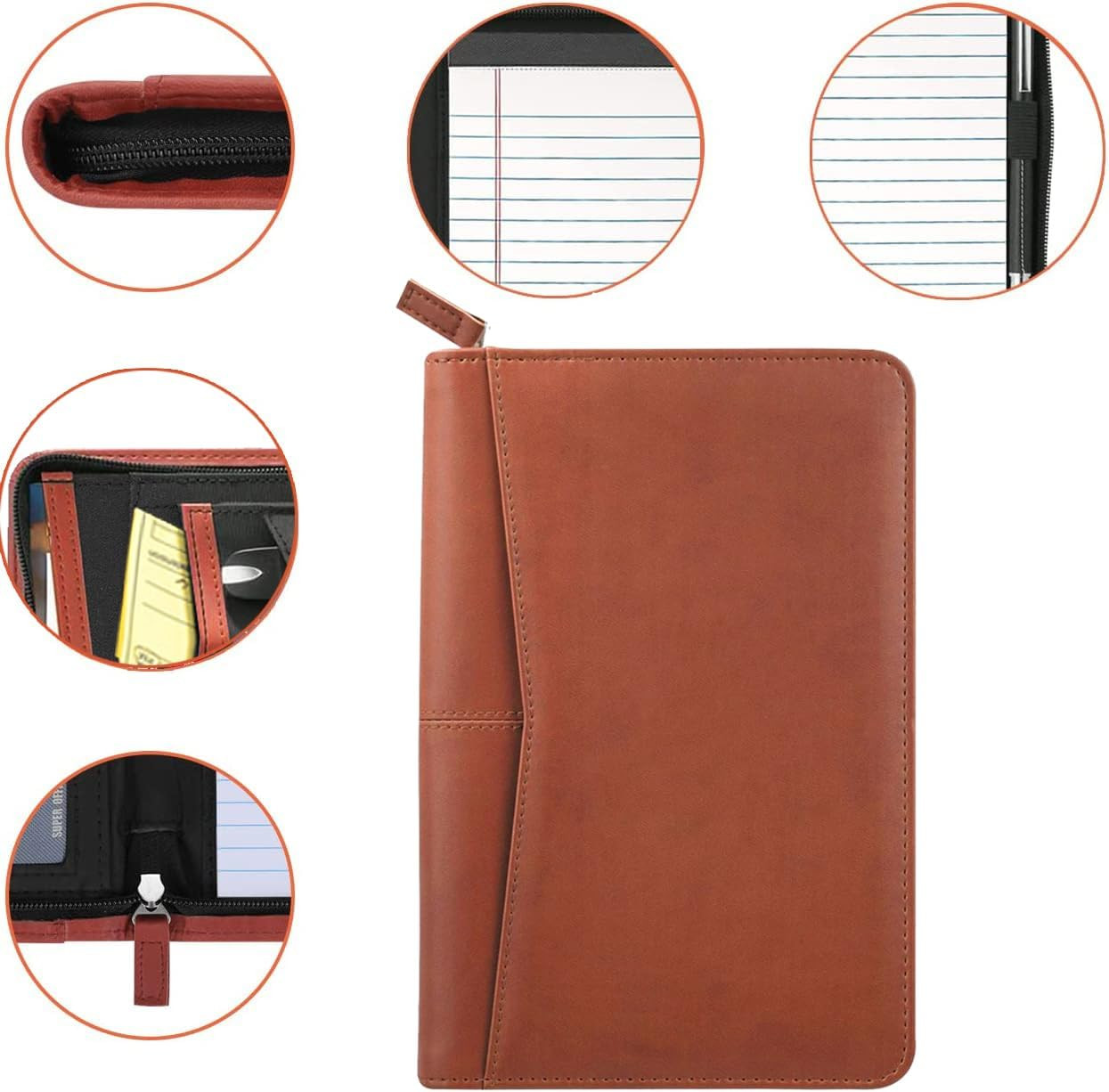 Small Portfolio Organizer, A5 Zippered Business Portfolio, Junior Padfolio Folde