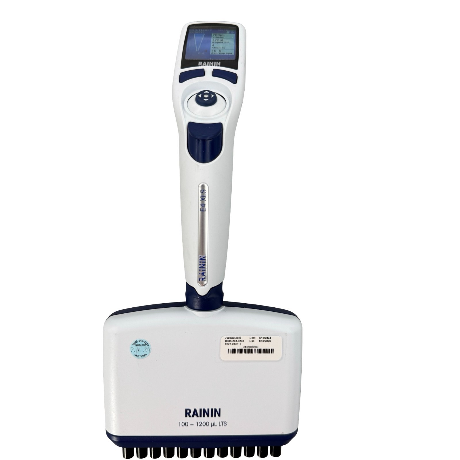 Rainin E4 XLS 12Ch 100-1200µL LTS Electronic Pipette Calibrated 07/2024 RFID