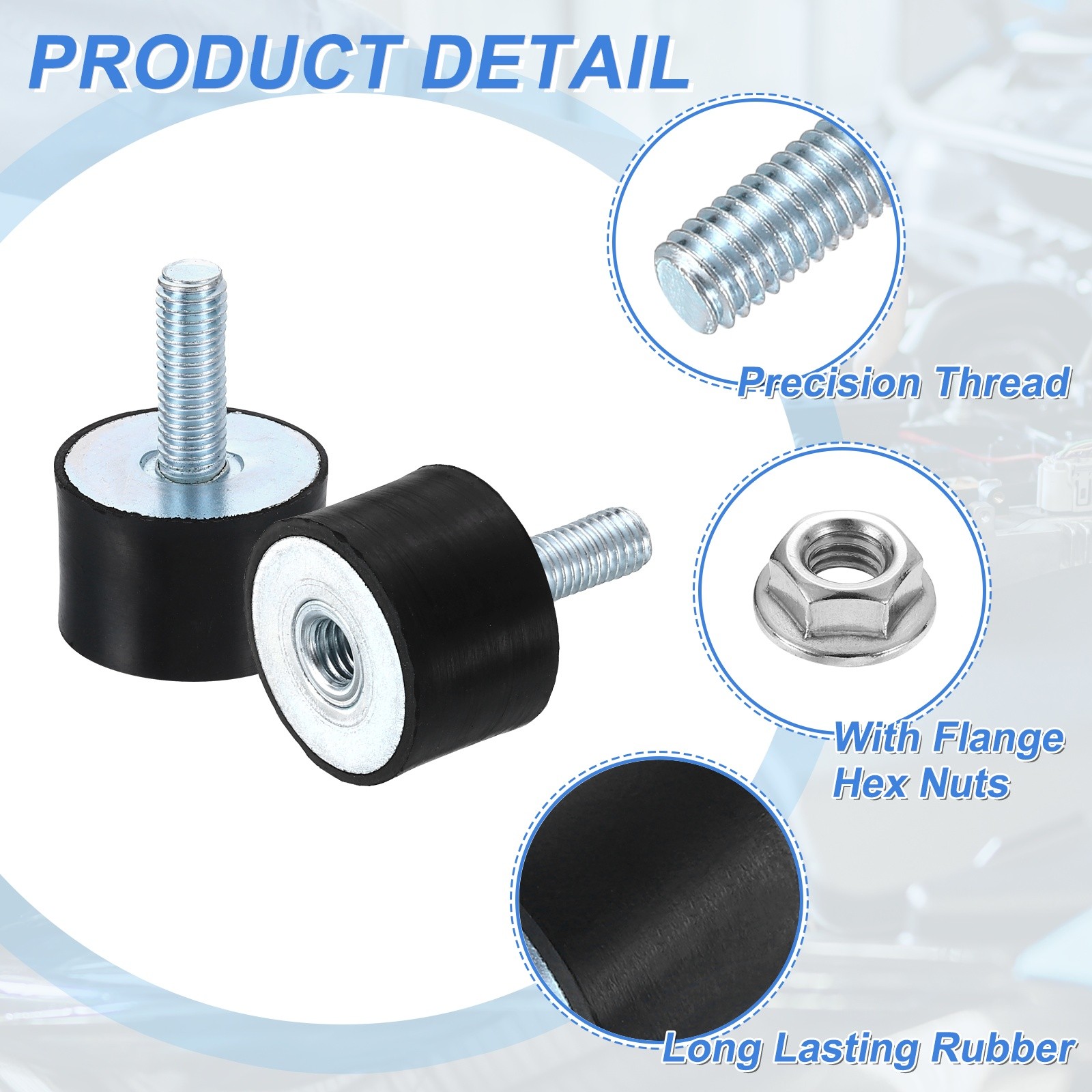 4Pcs M8x22mm Rubber Mounts 30x20mm(DxH) Rubber Shock Absorber Mount with Nuts