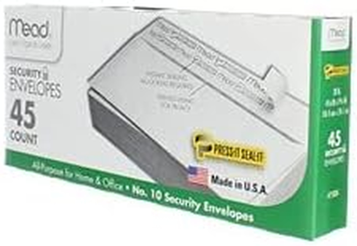 Press-it Seal-it No.10 Security Envelopes, 4.125 x 9.5-Inches, White, 45 Count,