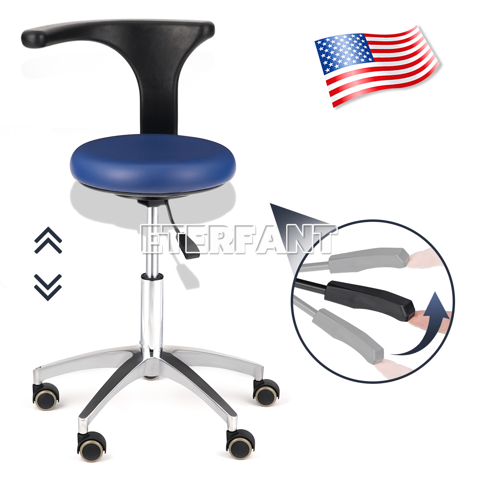 ETERFANT Adjustable Mobile Chair/Medical Microscope Stool Chair with Armrest