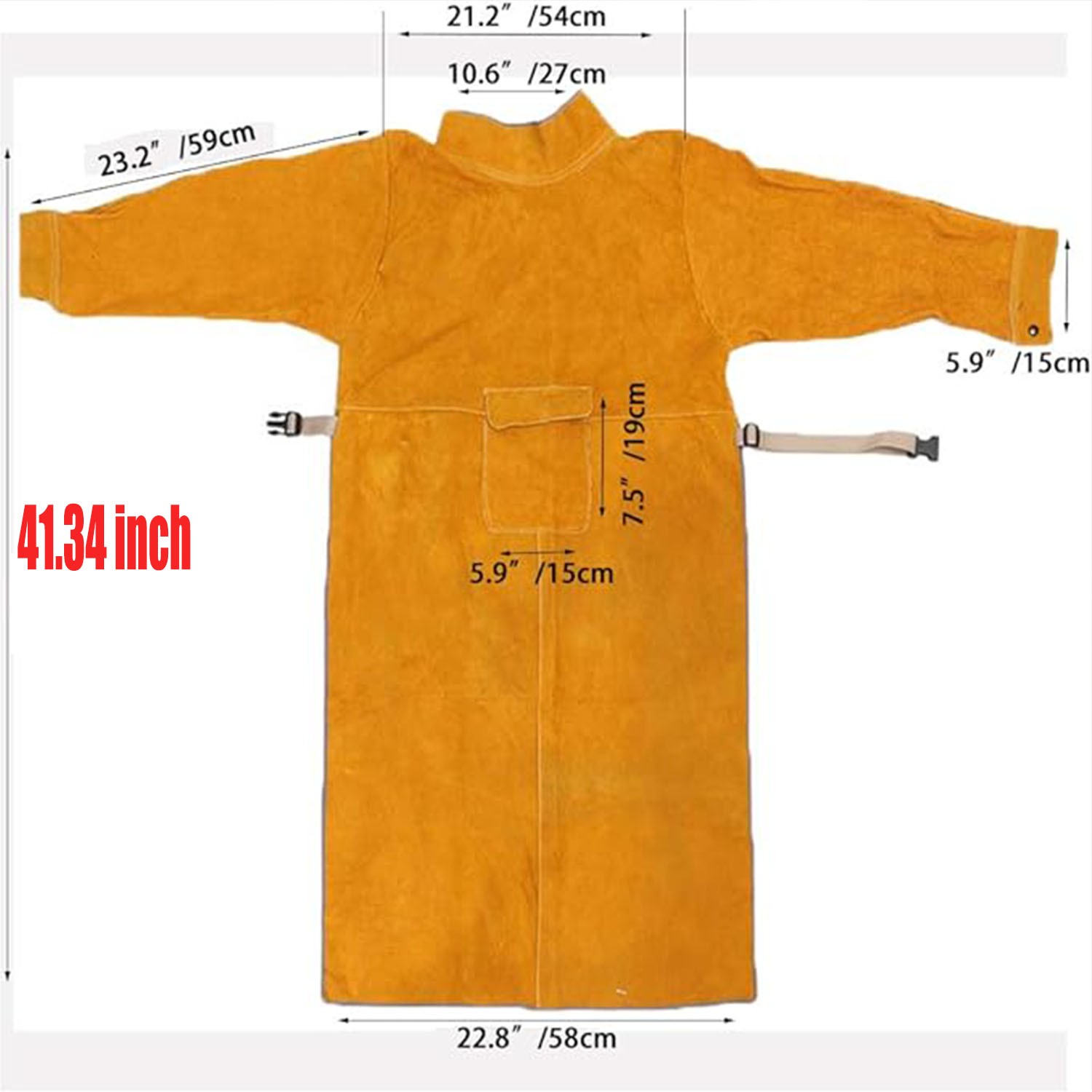 41.33 inch Cowhide Leather Welding Jacket Coat Flame-Resistant Welder for Men US