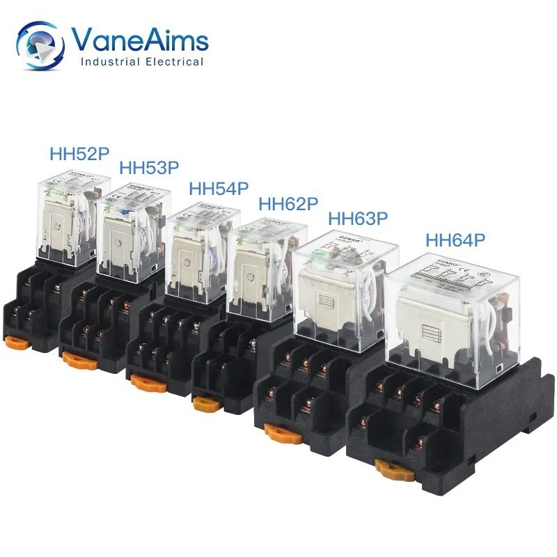 JQX-13F HH62P DPDT Power Relay With Socket Base AC110V 220V DC12V 24V 10A