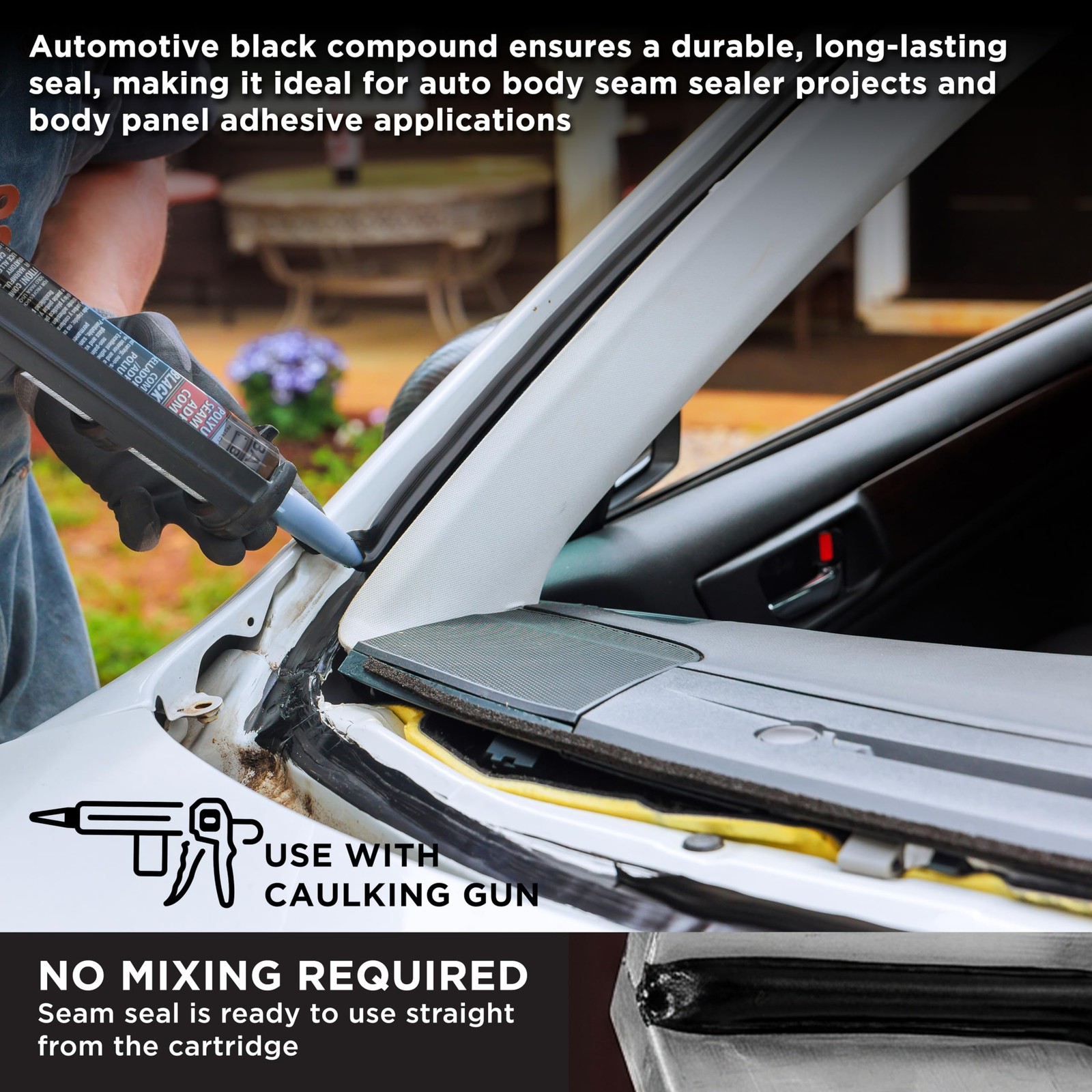 Black Polyurethane Seam Sealant Adhesive 10.5oz Automotive RV Sealer