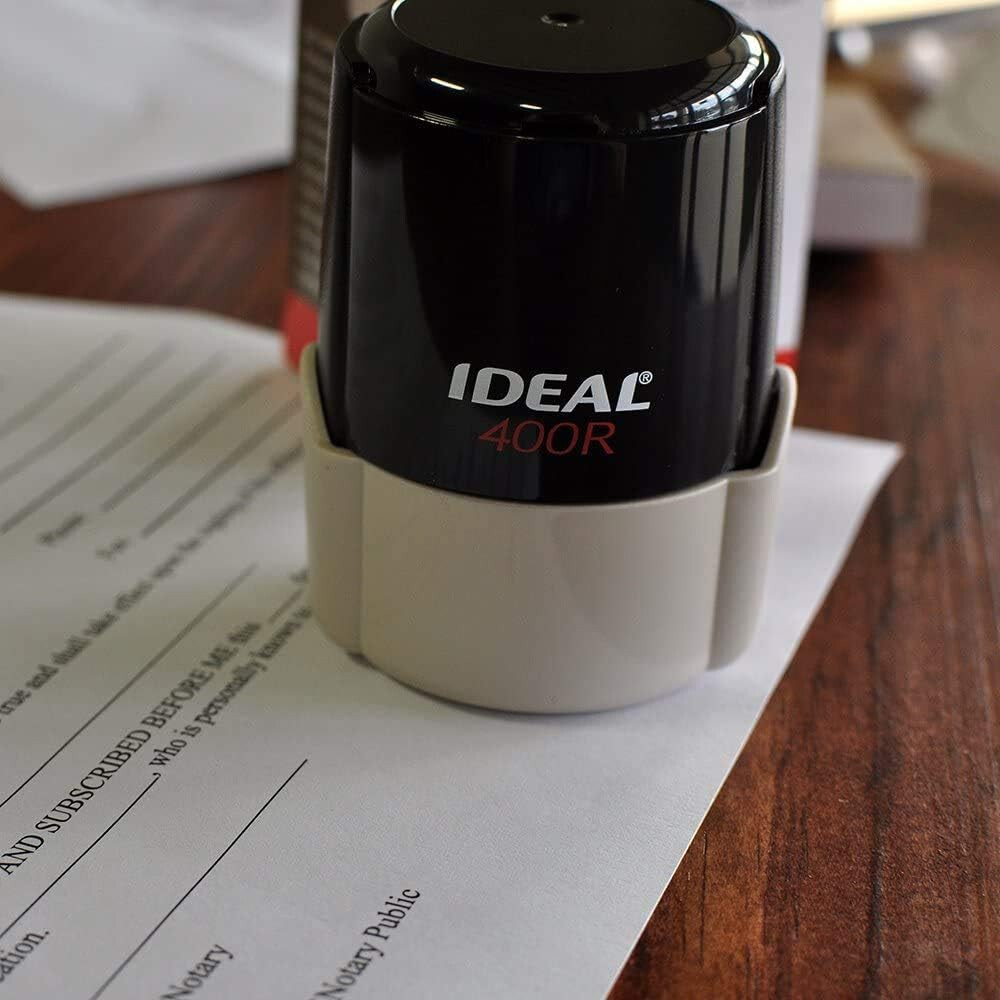 Custom Logo Double Round Border Stamp – 3 Lines of Text – Self-Inking Stamper