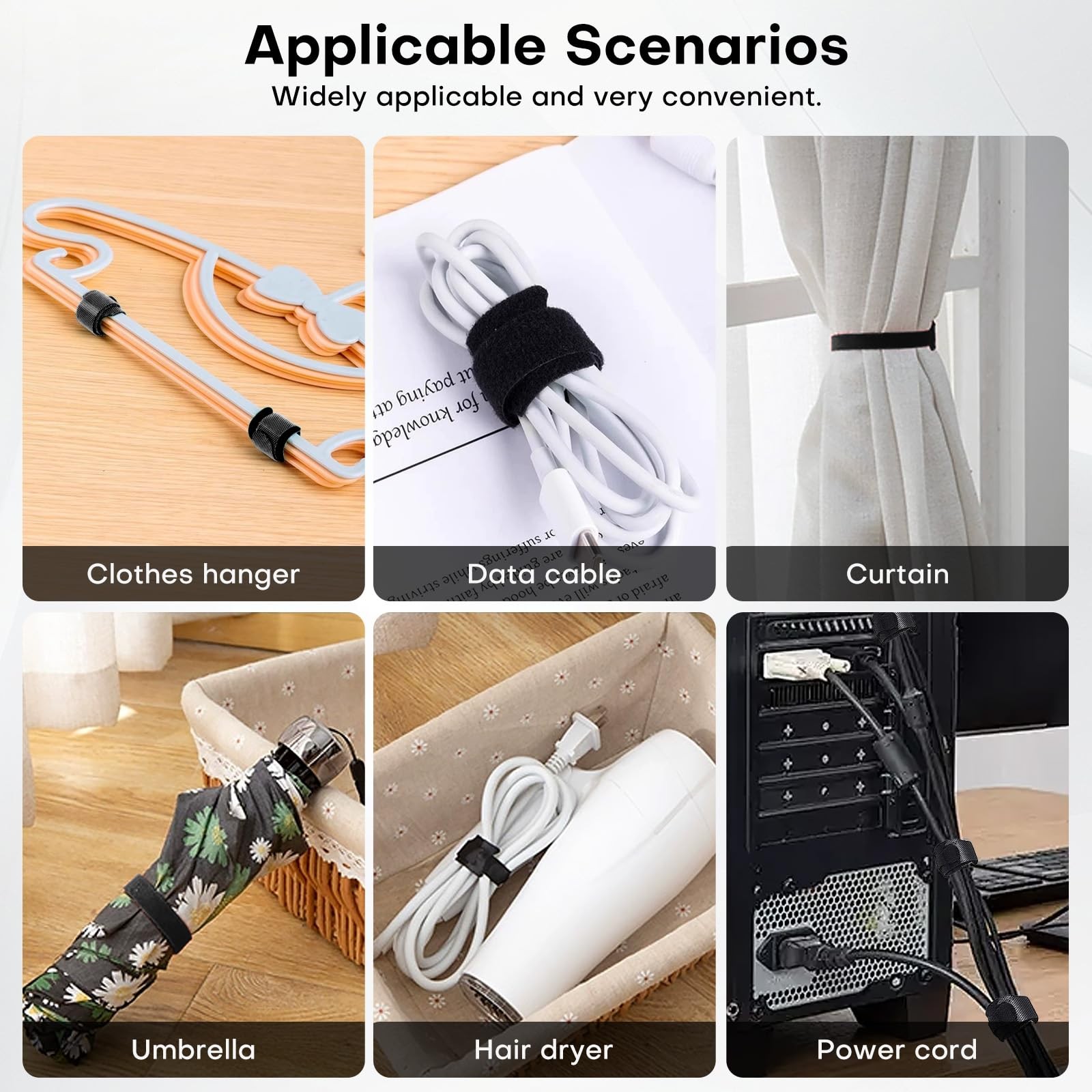 62PCS 8in Adjustable Reusable Cable Straps – Multi-Purpose Microfiber Cord Or…