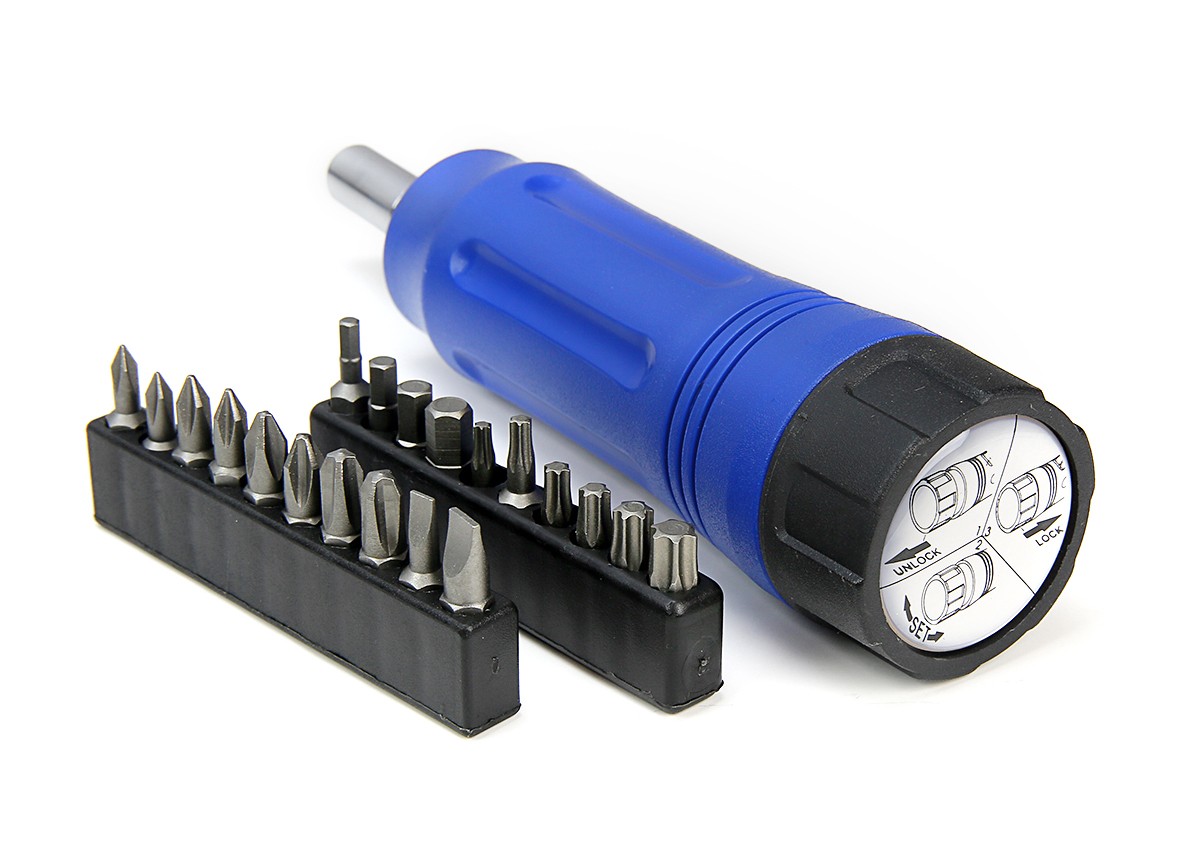 Stark USA 21-Pieces Adjustable Torque Screwdriver 14″ Long Shank 10-50 IN/LB