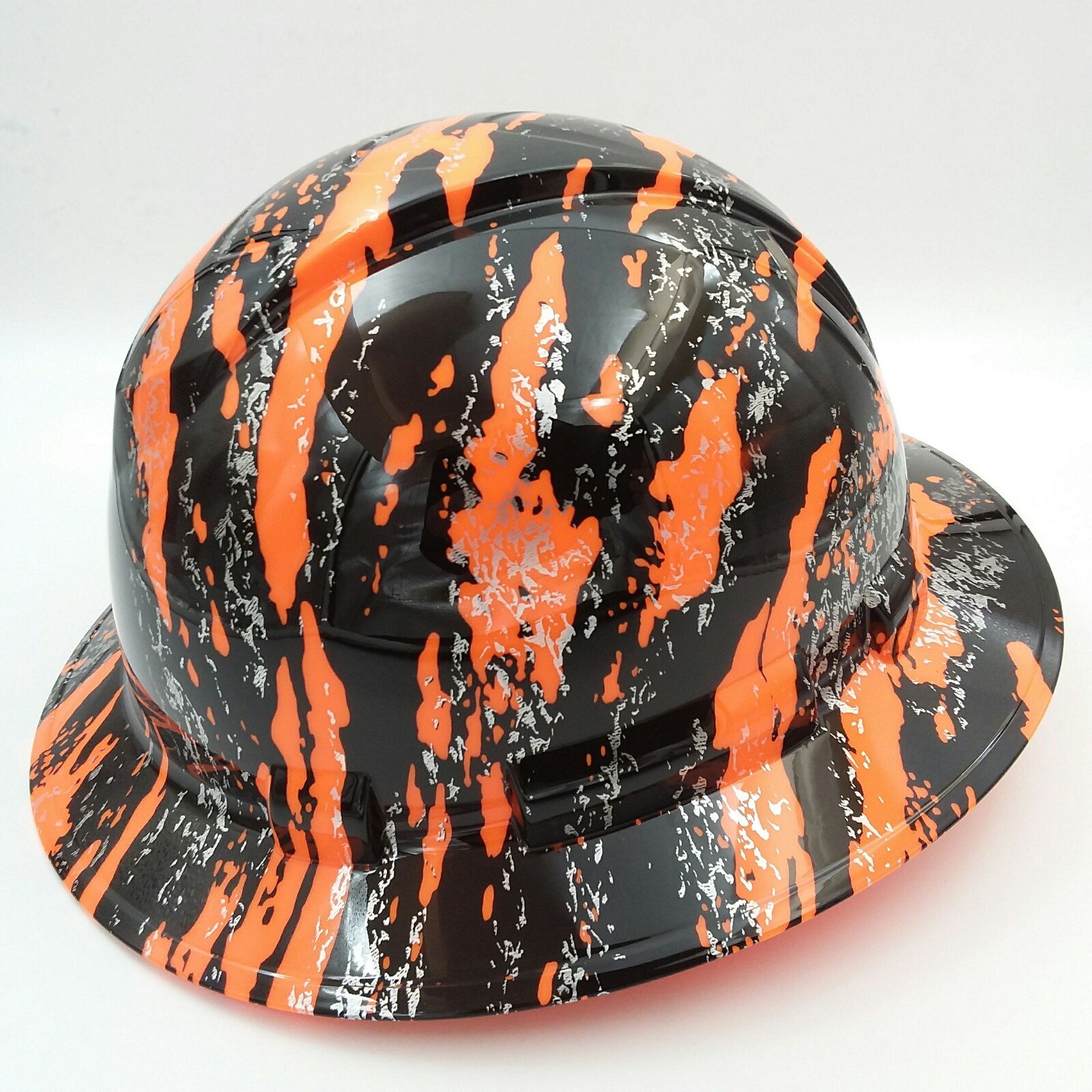 Pyramex Ridgeline Wide Brim Hard Hat Hydro Dipped in ORANGE URBAN CAMO