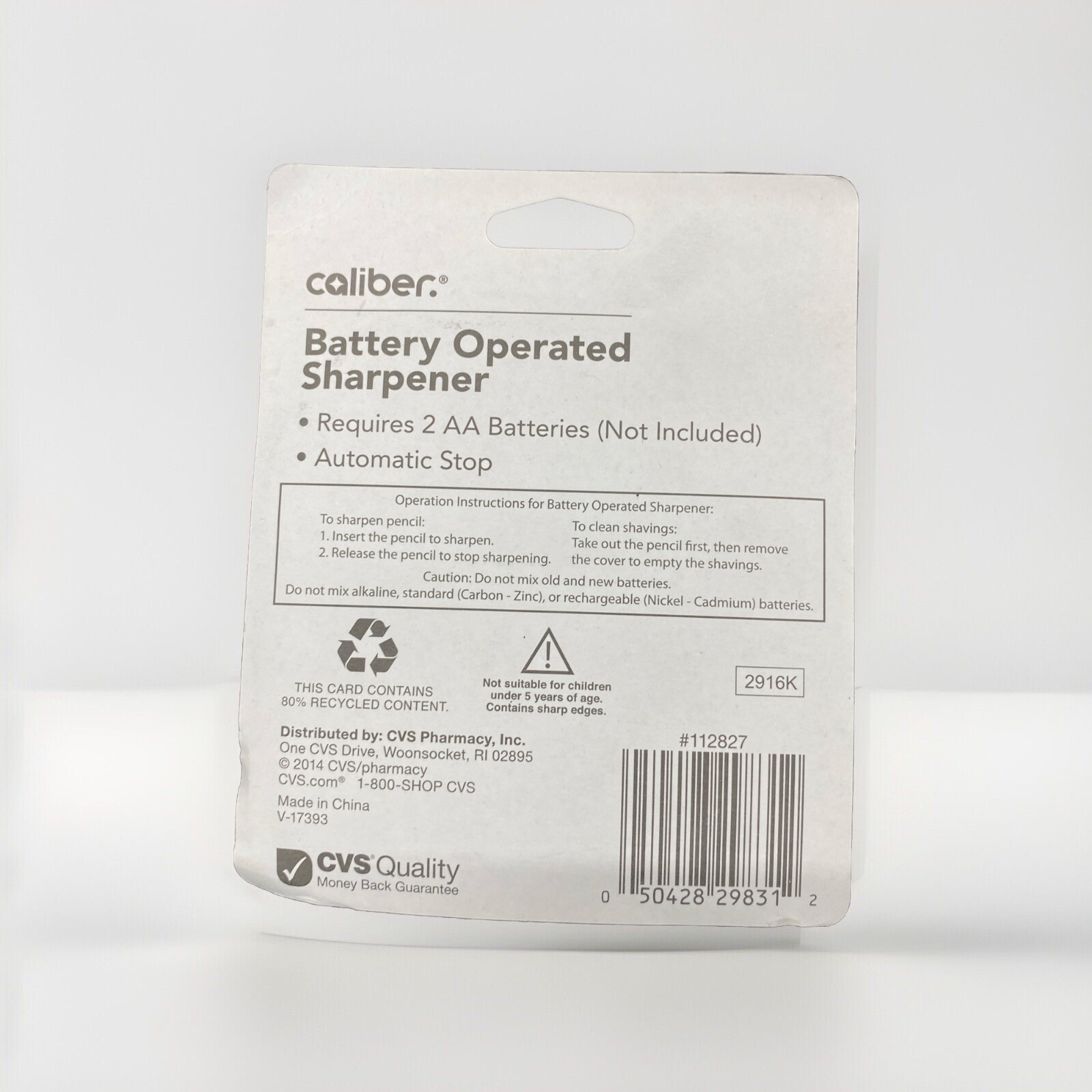 Caliber Plastic Electric Pencil Sharpener – Battery Operated – Color May Vary