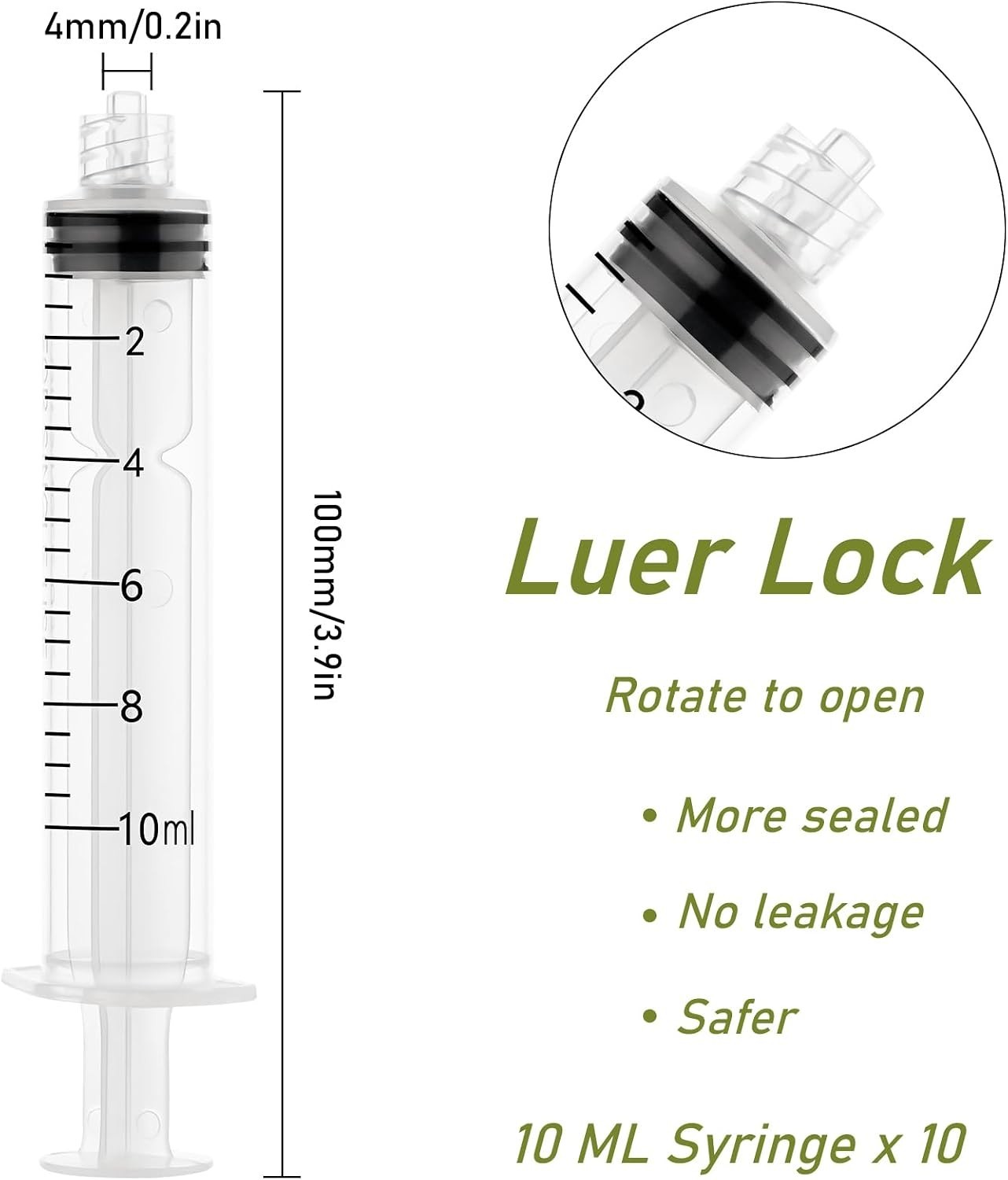 Glue Applicator Syringe with Blunt Tip Needle and Cap, for Liquid, Glue, Ink,