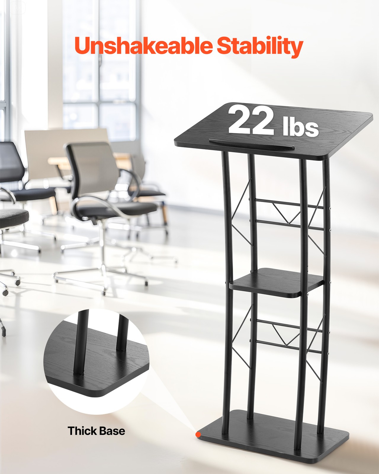 Podium Stand Metal/Acrylic/Wooden Lectern Storage Shelf Classroom Wedding Speech