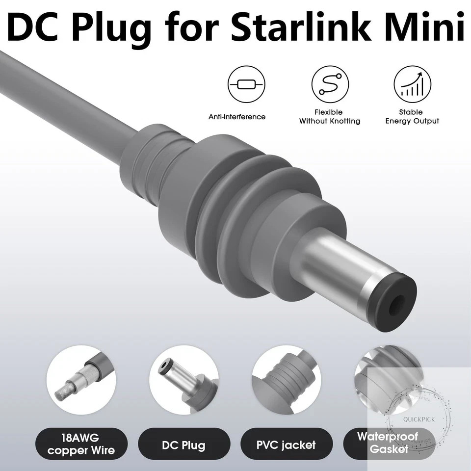 Starlink Mini 12V Adapter Converter with DC Power Cord – Starlink Mini Power Sup