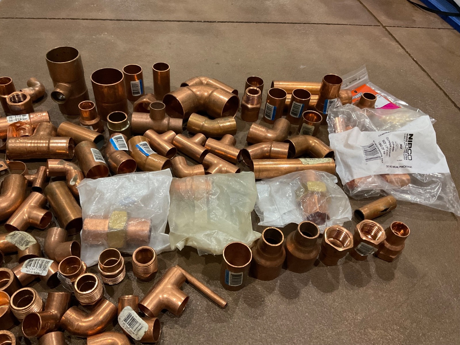Mixed Plumbing Lot of Nibco Copper Sweat Fittings [Elbows Tees Caps] & Other