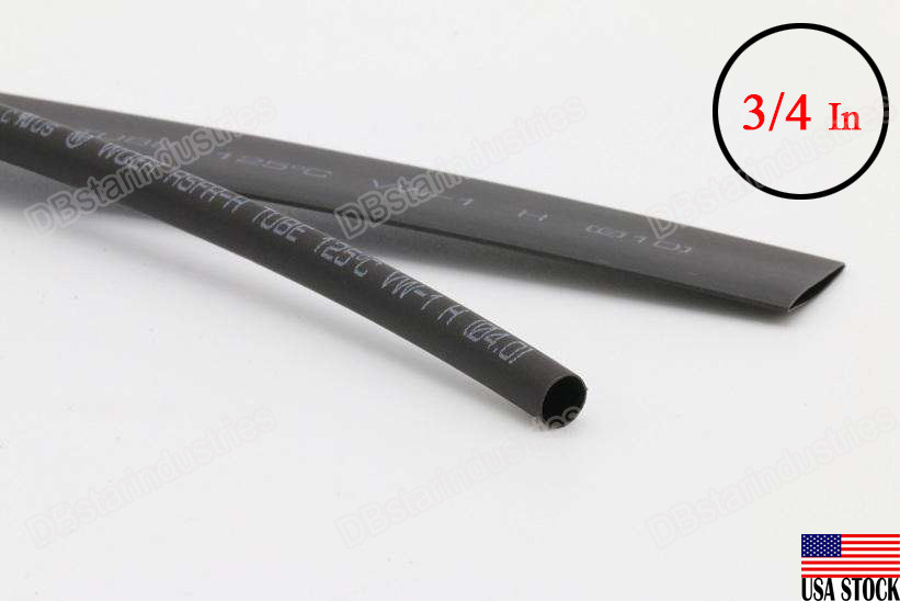 Black Heat Shrink Tubing 3/4”(20mm) Diameter x 4 Ft 2:1 Ratio Sleeve Wire Wrap