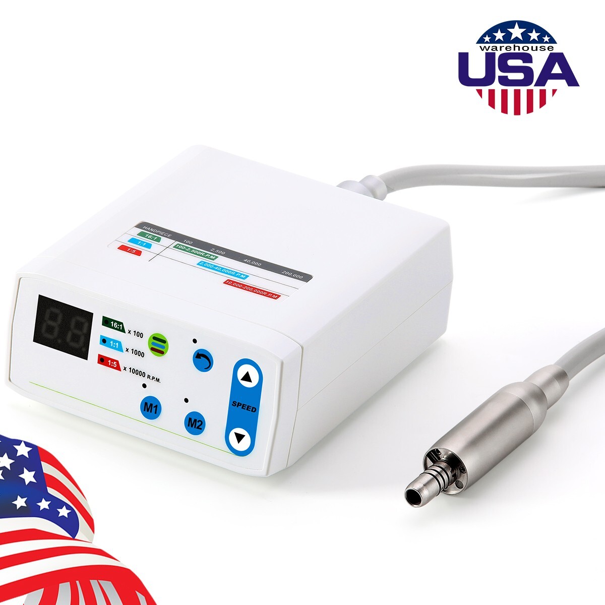 AZDENT Dental LED Brushless Electric Micro Motor 4 Holes LED Micro Motor