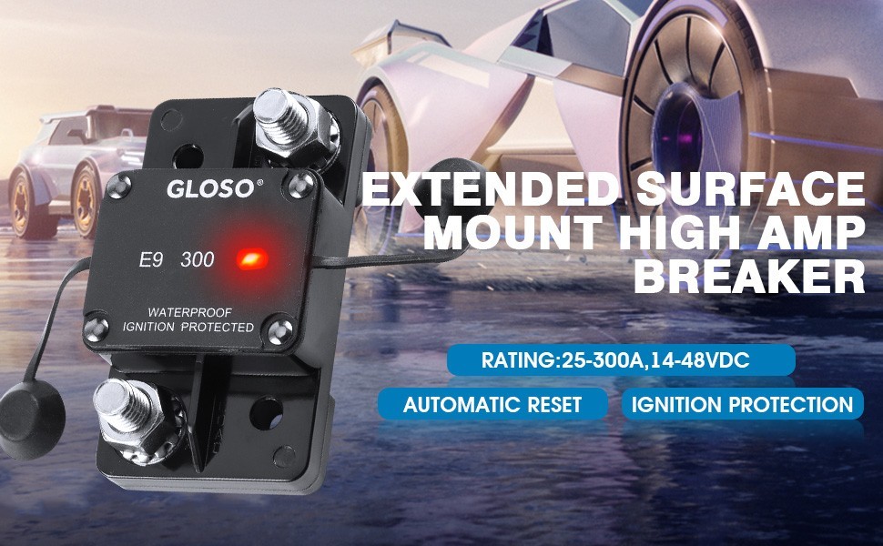 GLOSO E9-LED Thermal Circuit Breaker w/LED indicator, Auto or Manual Reset