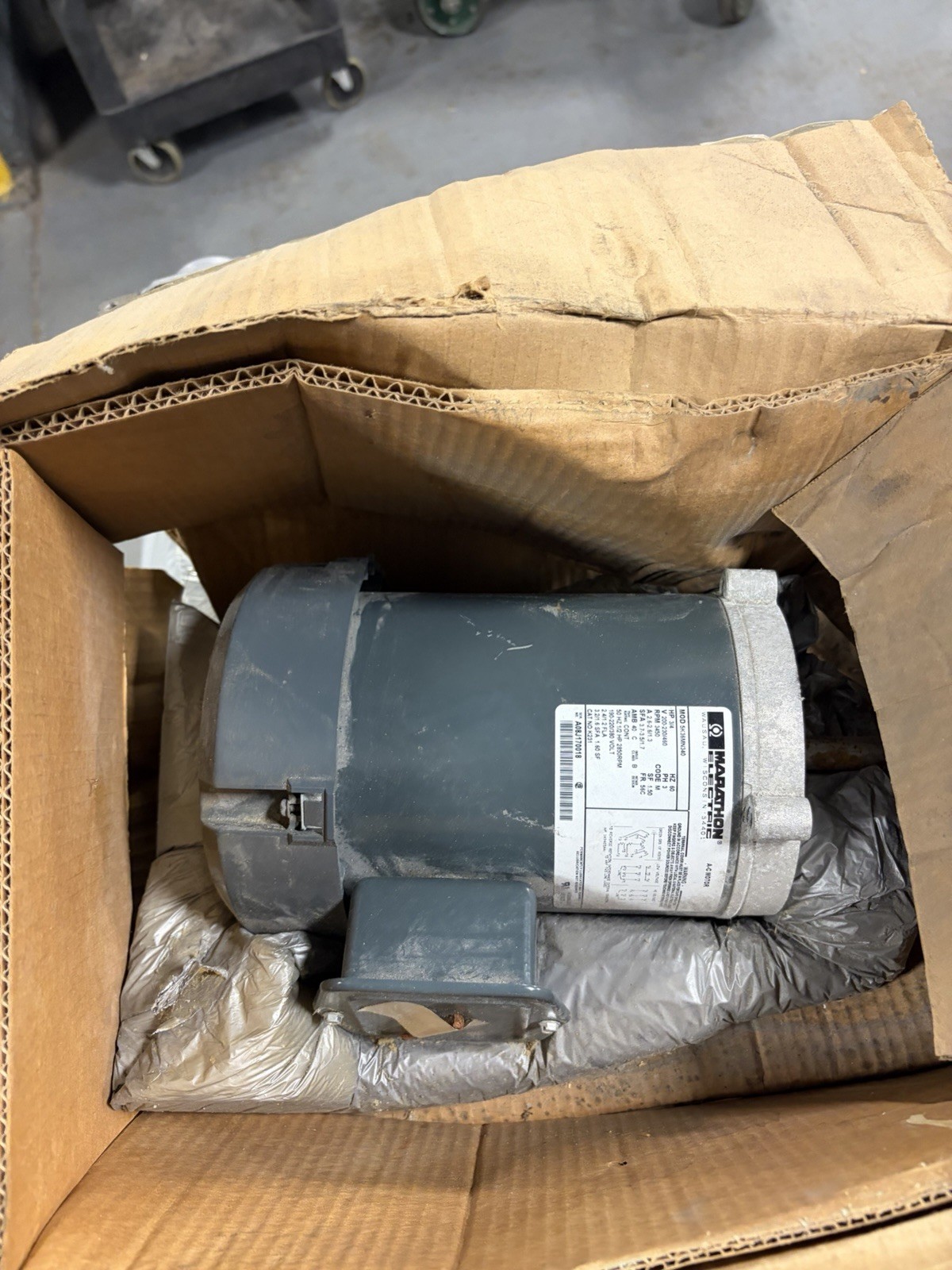 NEW MARATHON 5K36MN340 Motor K231 3ph 3/4hp 200-230/460V 60hz 3450rpm TEFC-56C