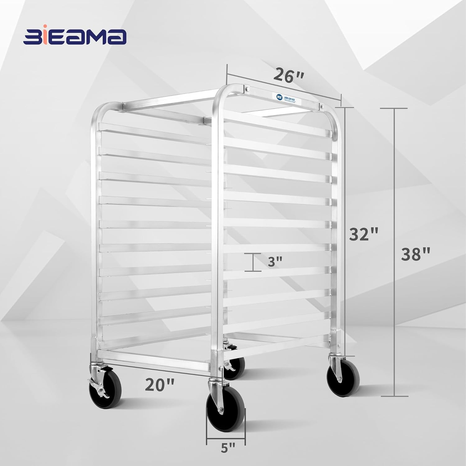 10-Tier Sheet Pan Rack, NSF Bun Pan Rack, Aluminum Bakery Rack, Home Commercial
