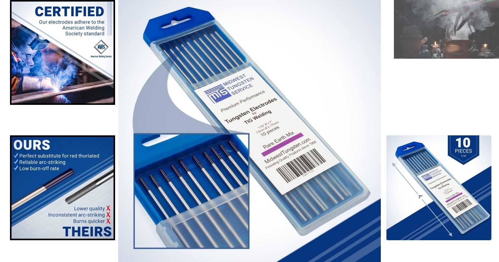 10-Pack TIG Welding Tungsten Electrodes 1/16″ – Purple Rare Earth Blend