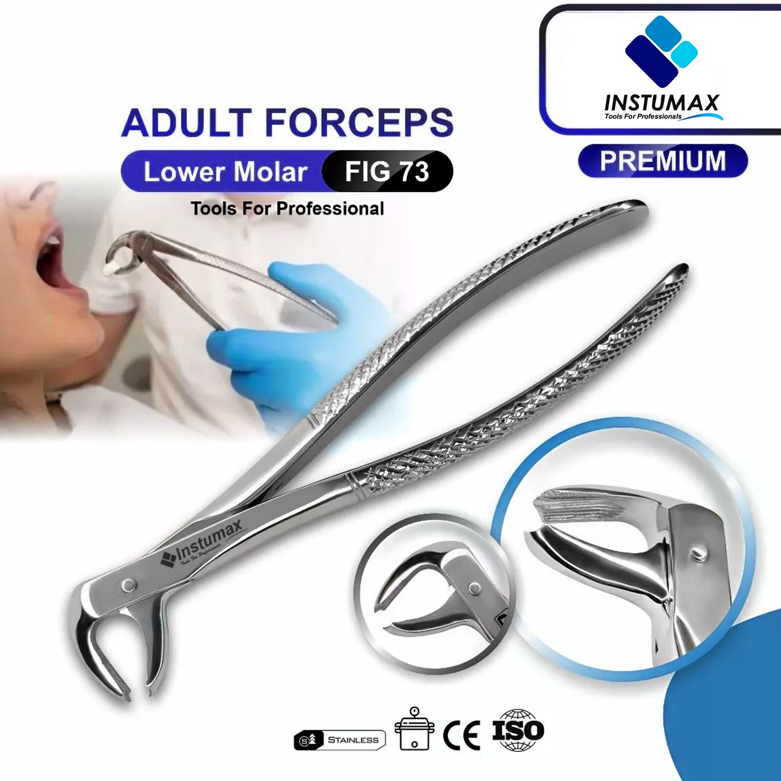 Dental Lower Molar Pliers Extraction Instruments Tooth Extracting Forceps Fig.73