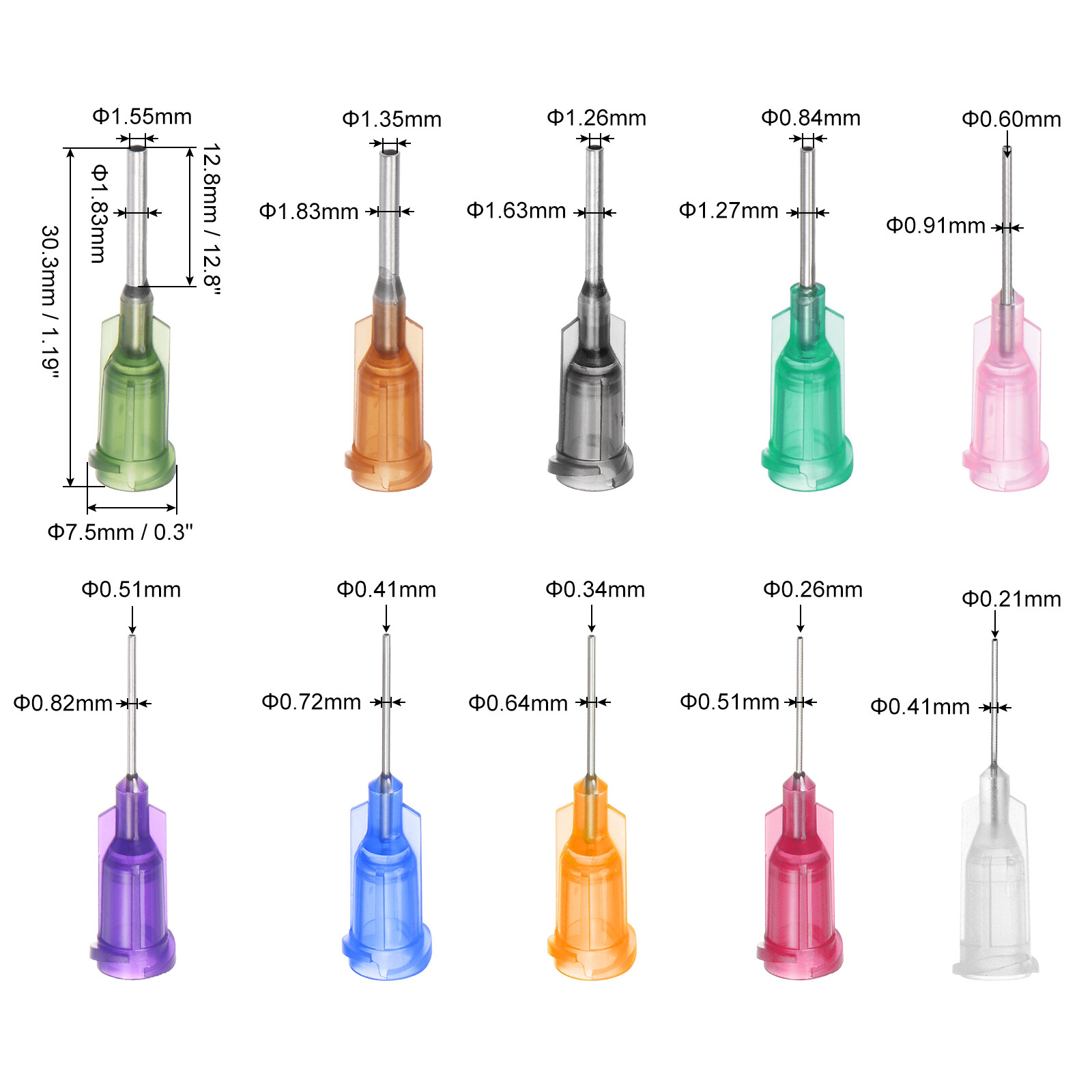 Blunt Tip Dispensing Needle Set for Liquid Glue Gun 10 Sizes in 1Set (50pcs)