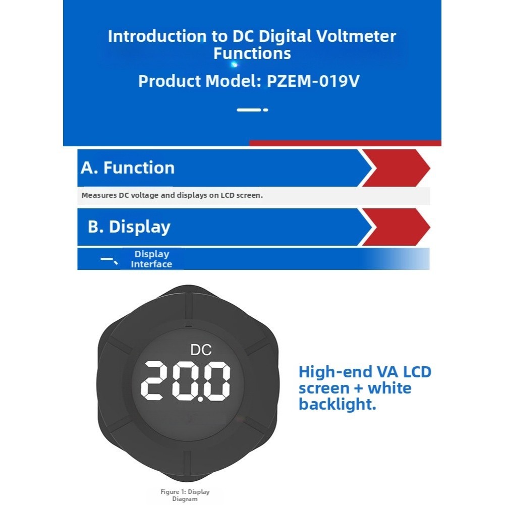 DC 0 300V LCD Digital Voltmeter Large Font Voltage Indicator for Solar LED