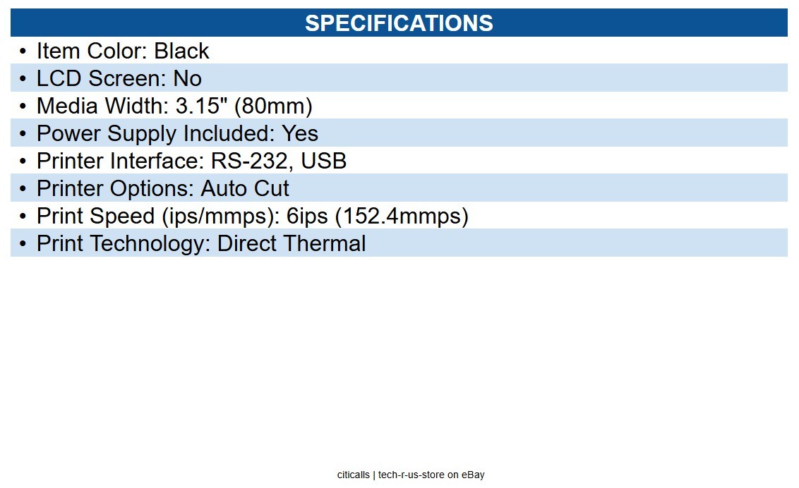 Custom America 911LB460300733 ION Thermal 2 USB/Serial (POS-X ION-PT2-1US)
