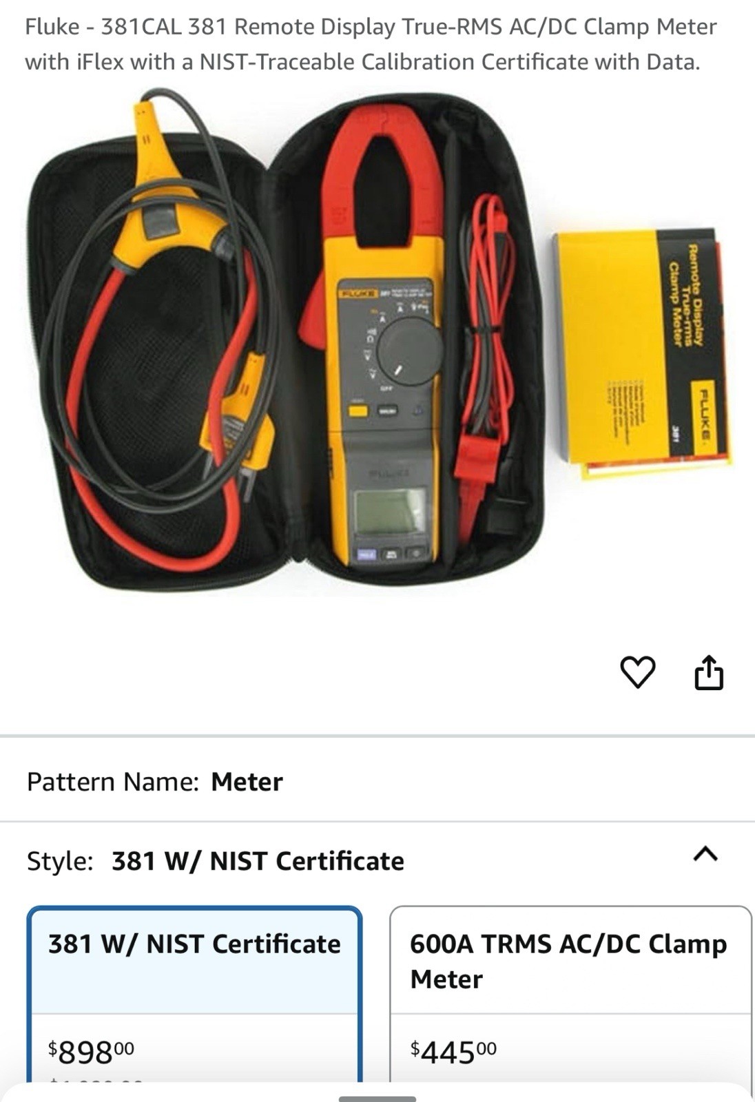 Fluke 381 Remote Display True RMS AC DC Clamp Meter CAT III, CAT IV