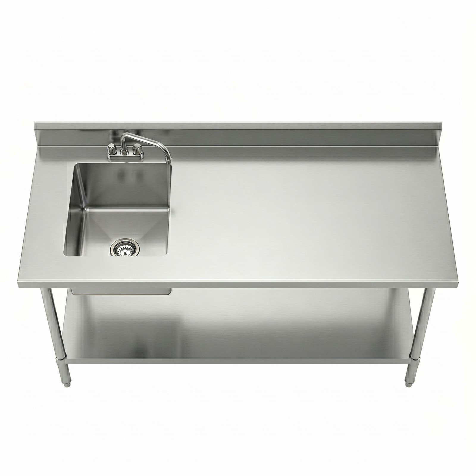 30 in. x 72 in. Stainless Steel Work Table with Built-in Left Sink and Faucet
