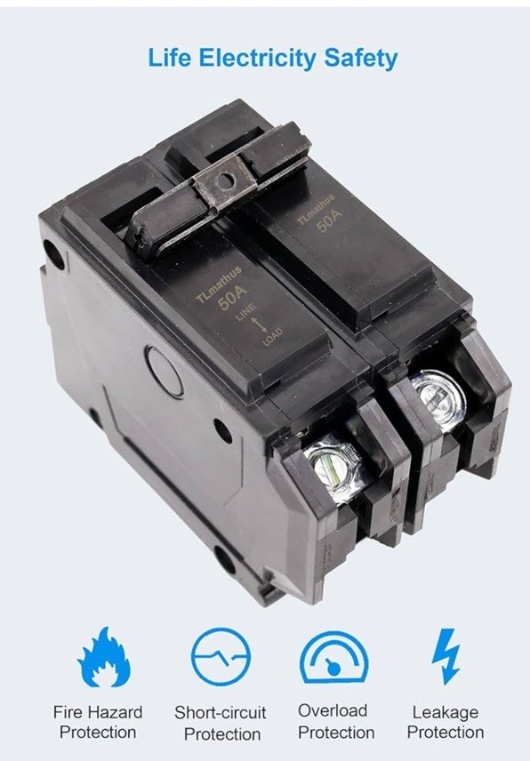 50Amp Breaker 2 Pole Plug In Mount 120/240V AC Comp W/GE Thick Series