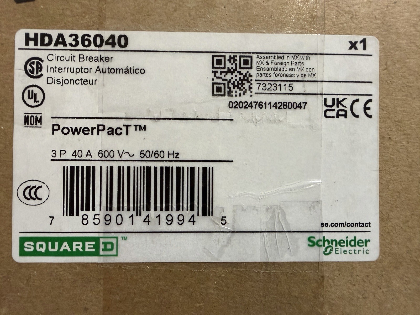 HDA36040 Circuit Breaker Interruptor Automático 3P 40 A 600 V~ 50/60 Hz
