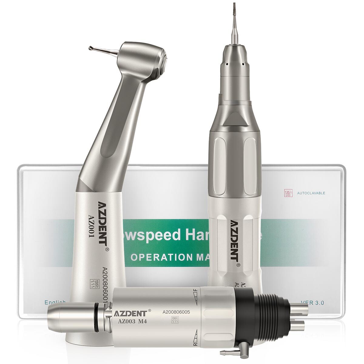 AZDENT Dental LED High Speed Ceramic Torque Head /Low Handpiece Kit 2Hole/4Hole