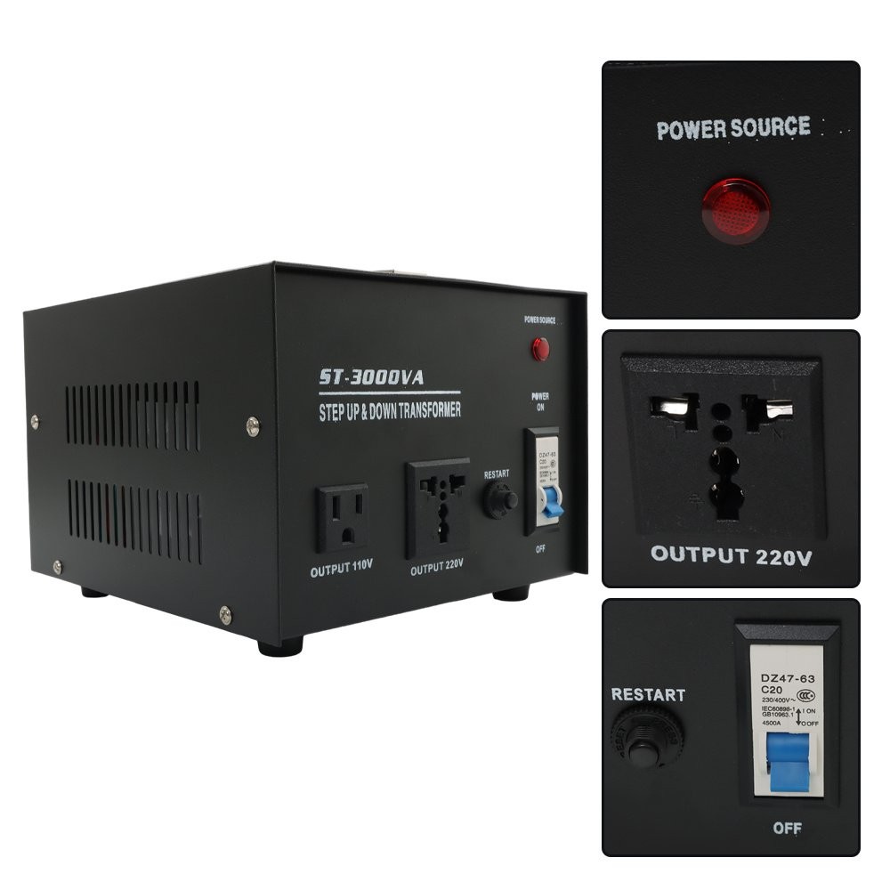 Step Up/Down 110V To 220V/220V To 110V Voltage Converter Transformer 3000 Watt
