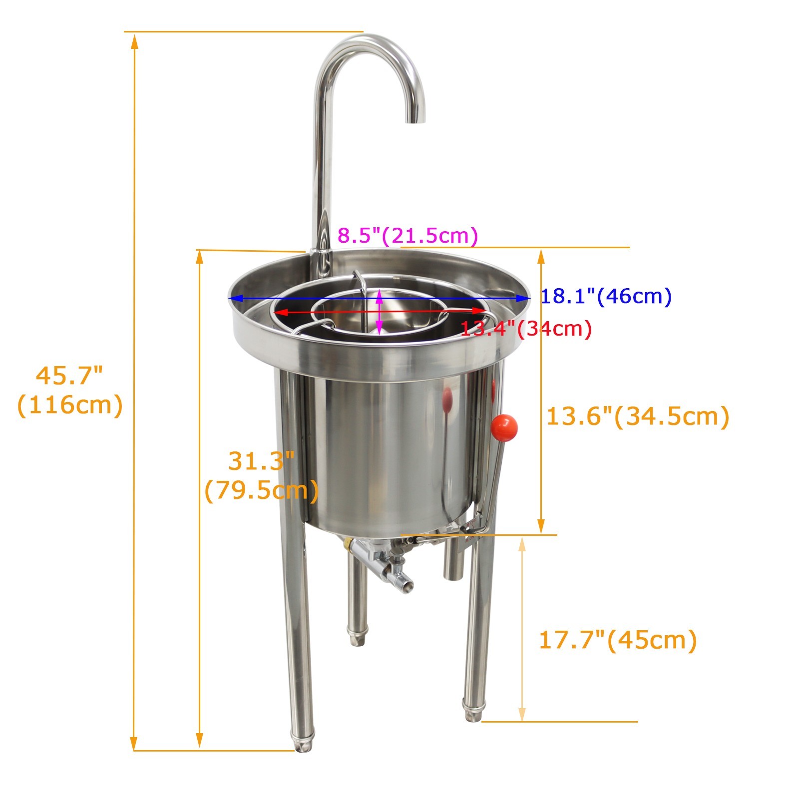 55lbs/25kg Commercial Rice Washer Pressure Type Stainless with Flow Water