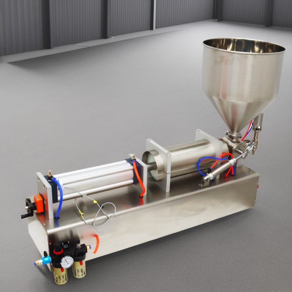 Pneumatic Liquid Paste Filling Machine 1000-5000ml with Hopper One Nozzle 110V