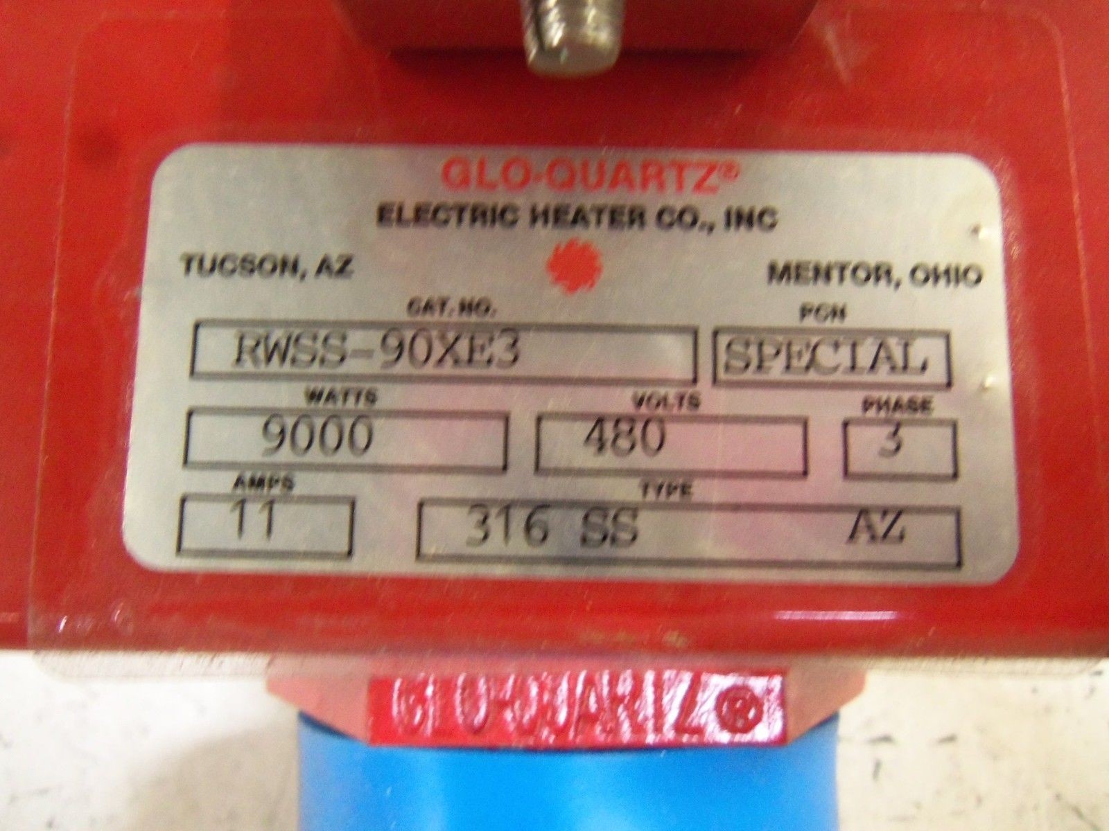 GLO-QUARTZ RWSS-90XE3 HEATER UNMP