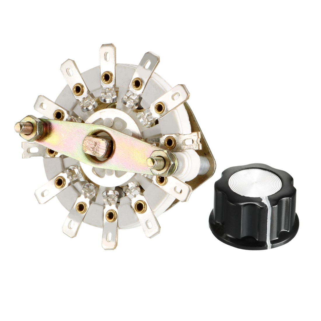 2P5T 2 Pole 5 Throw Single Deck Band Channel Rotary Switch Selector with Knob
