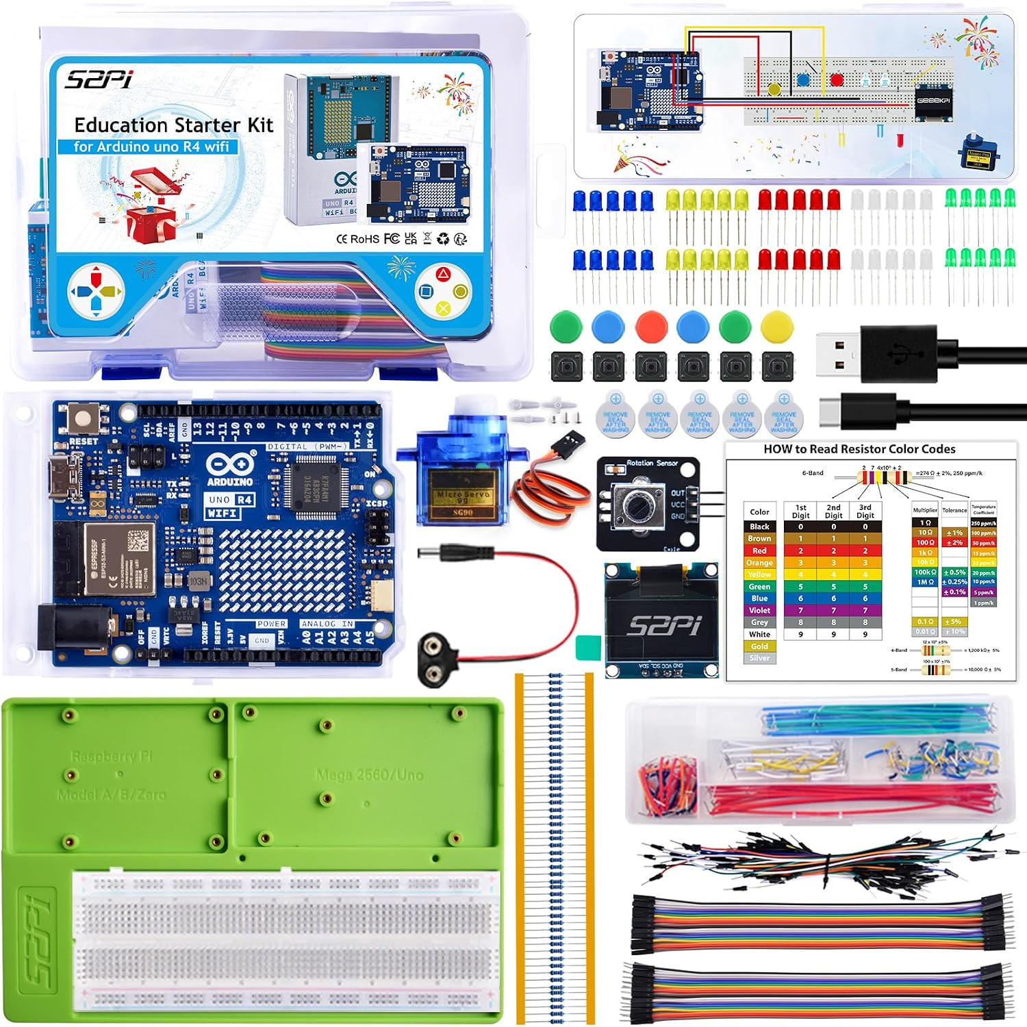 Starter Kit for Arduino UNO R4 Wifi, UNO R4 Wifi Board with Tutorial for Program