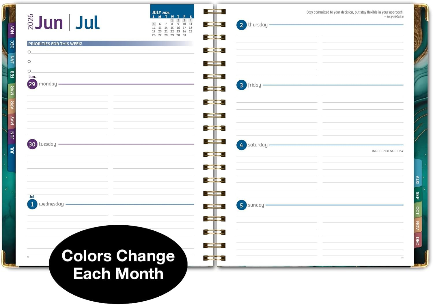 HARDCOVER 2026 Planner, 7″x9″: 14 Months (November 2025 – December 2026), Daily