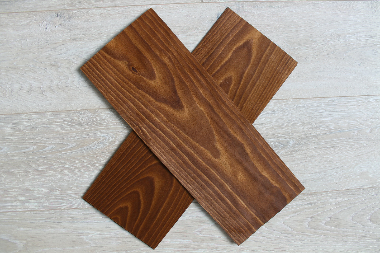 Beech Fumé wood veneer, 5 sheets, ~ 18.1 x 6.88″ (46 x 17.5cm), 0.55mm (~1/45″)