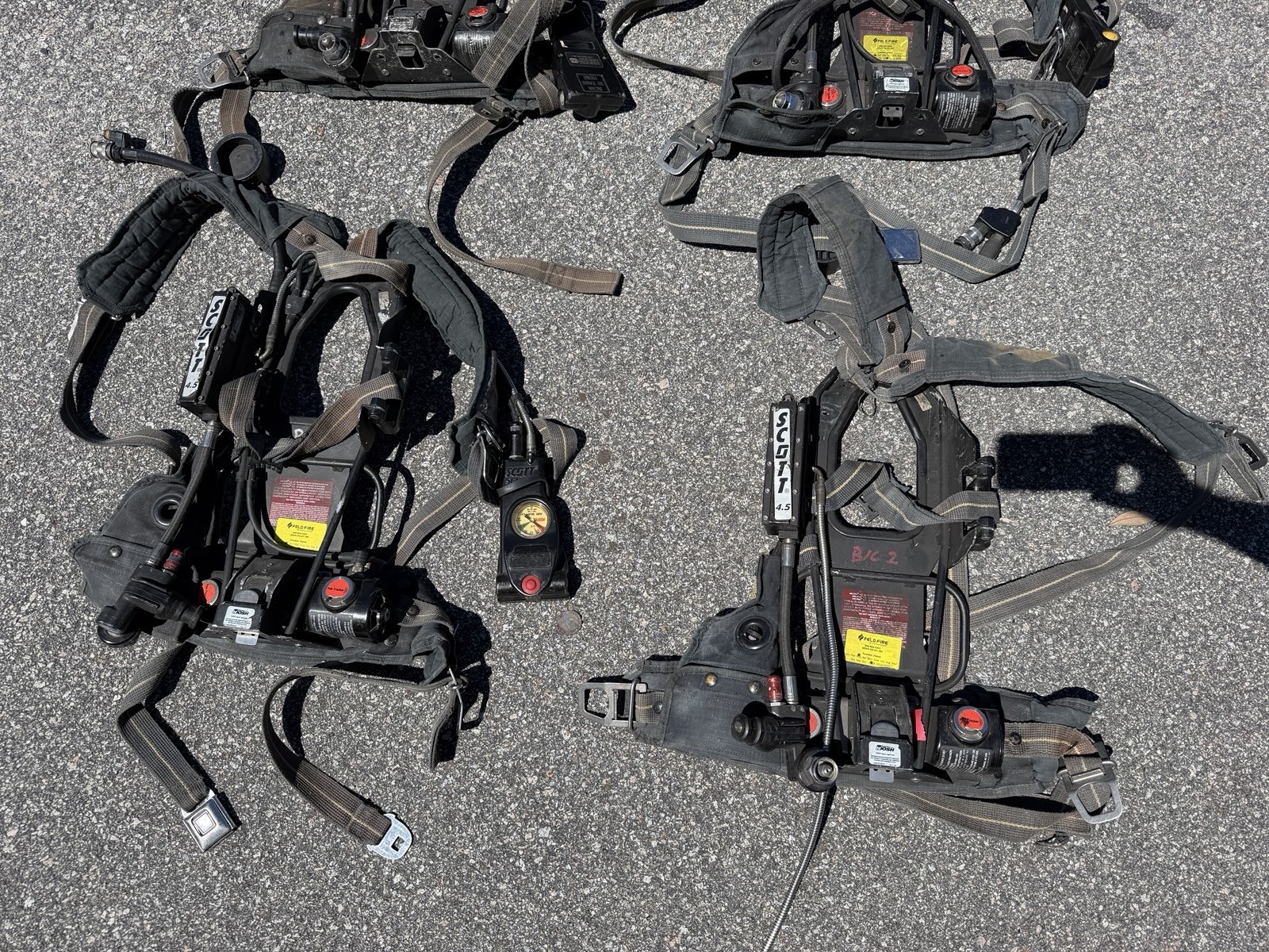 Lot of 4 Scott 4.5 AP75 SCBA Air Pak PACKs For Parts – Untested