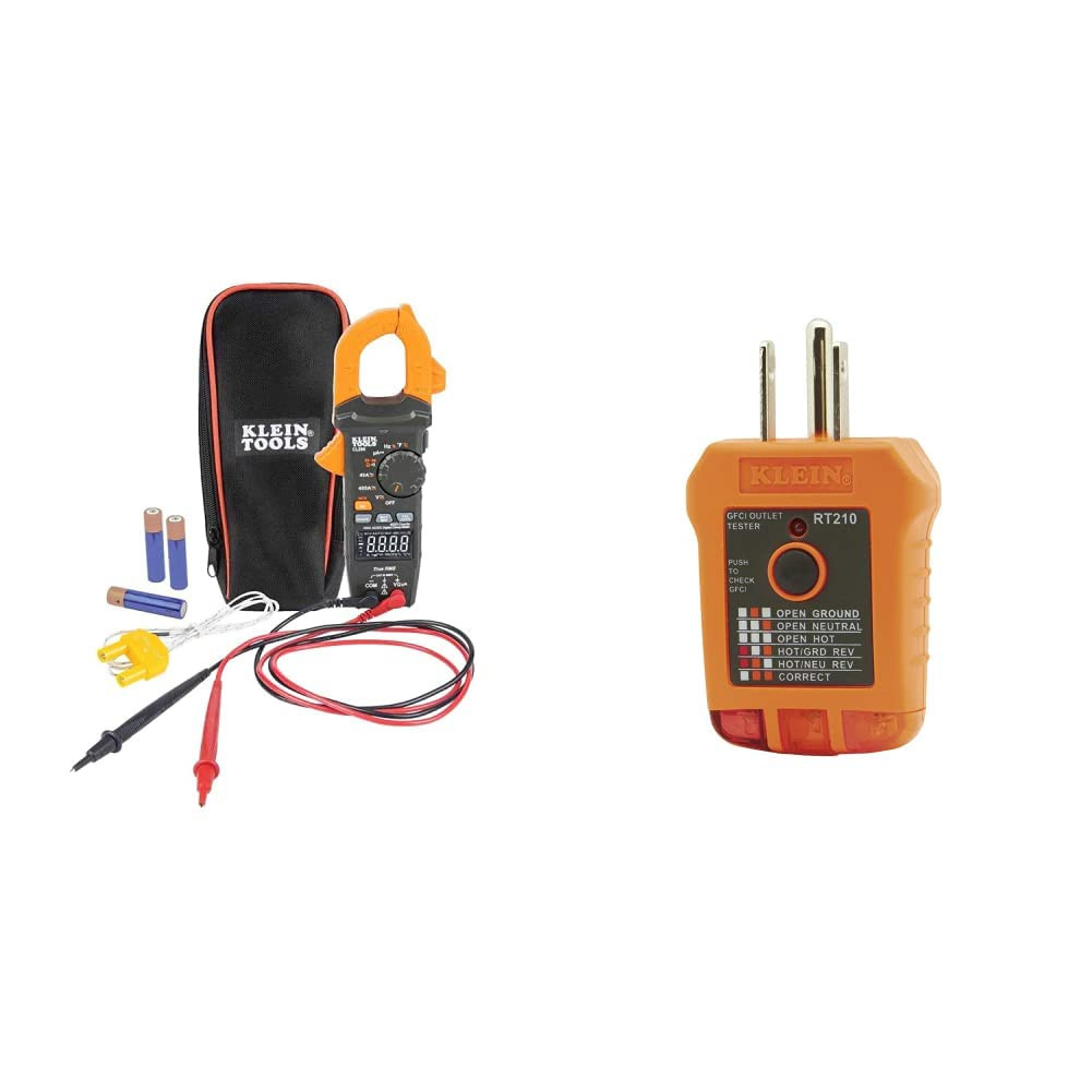 CL390 Digital Clamp Meter & RT210 Outlet Tester, Receptacle Tester for Gfci/Stan