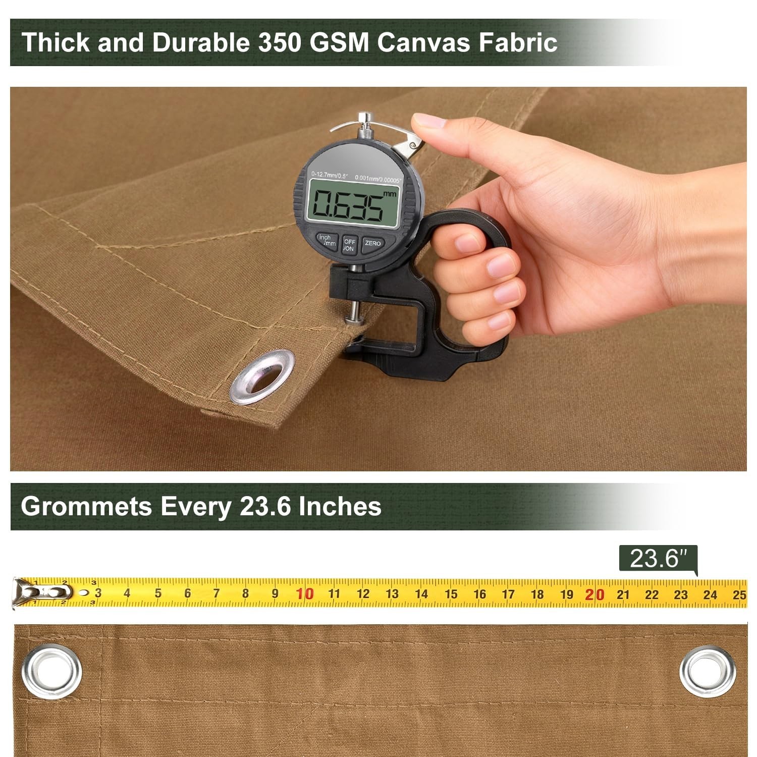 Canvas Tarp 6×8 Feet, 12 Oz Heavy Duty Water Resistant with Rustproof Grommet…
