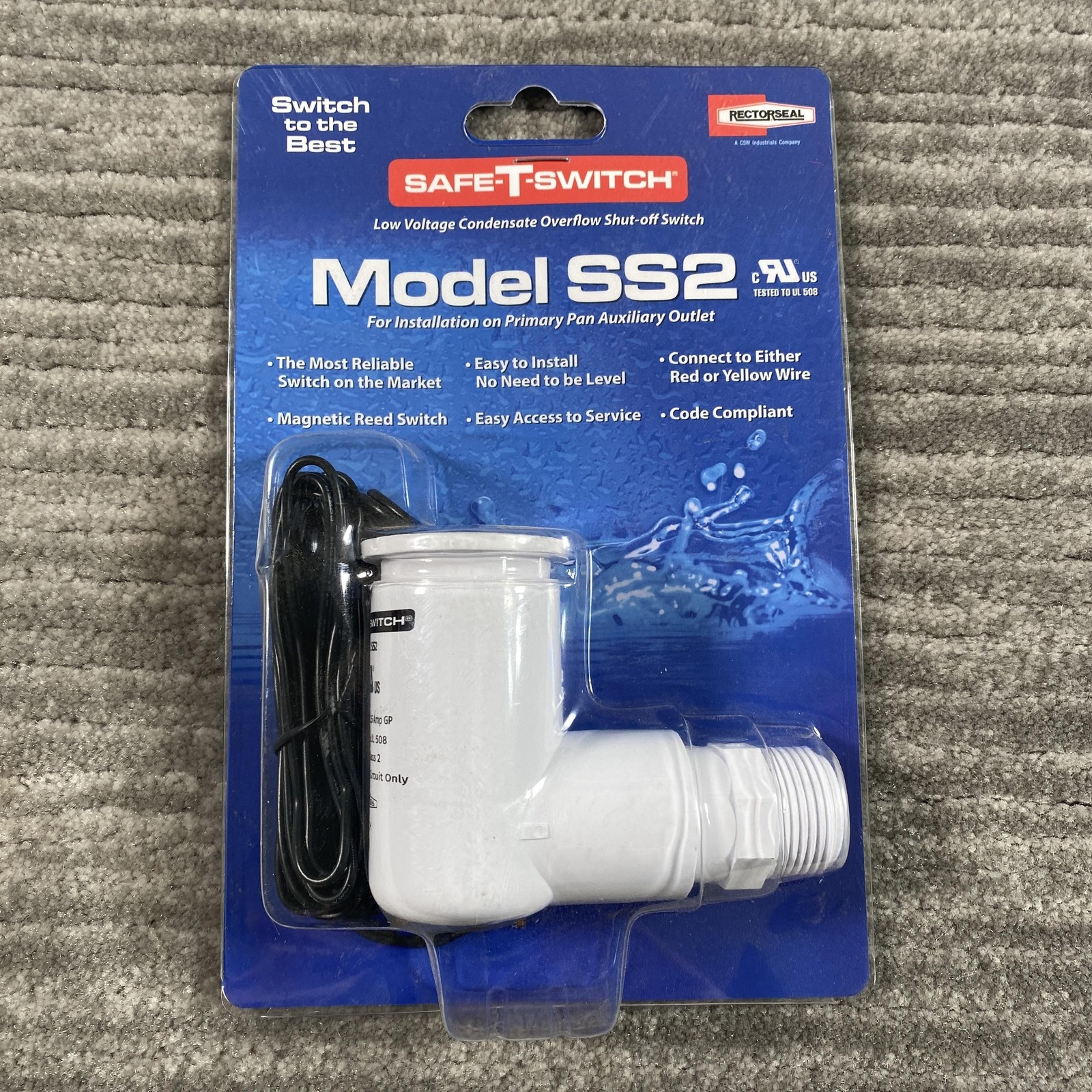 Safe-T-Switch SS2 97637 Condensate Overflow Shut-Off Switch HVAC Drain Pan