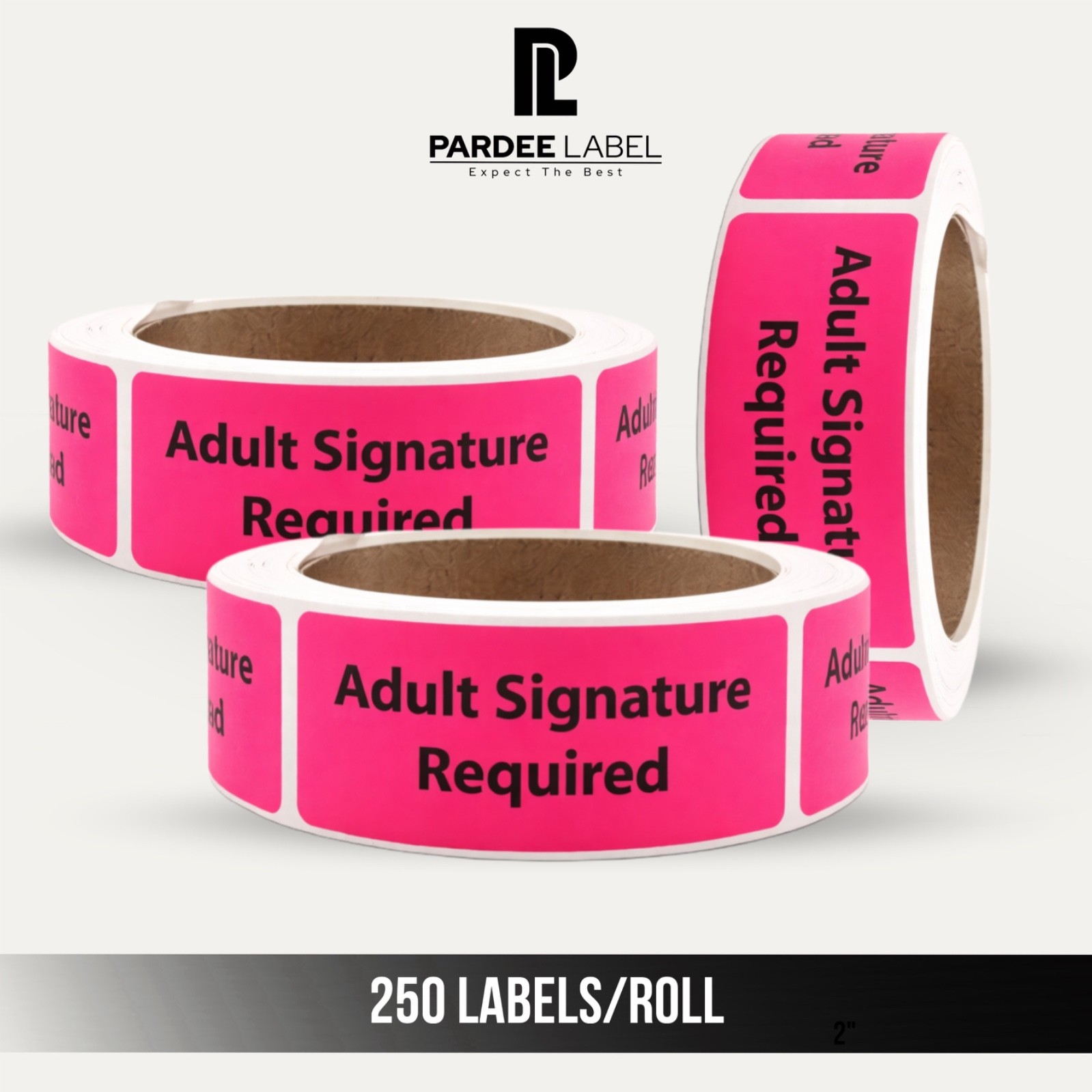Adult Signature Required Stickers 1″ x 3″ – Neon Pink | 250 Labels/Roll