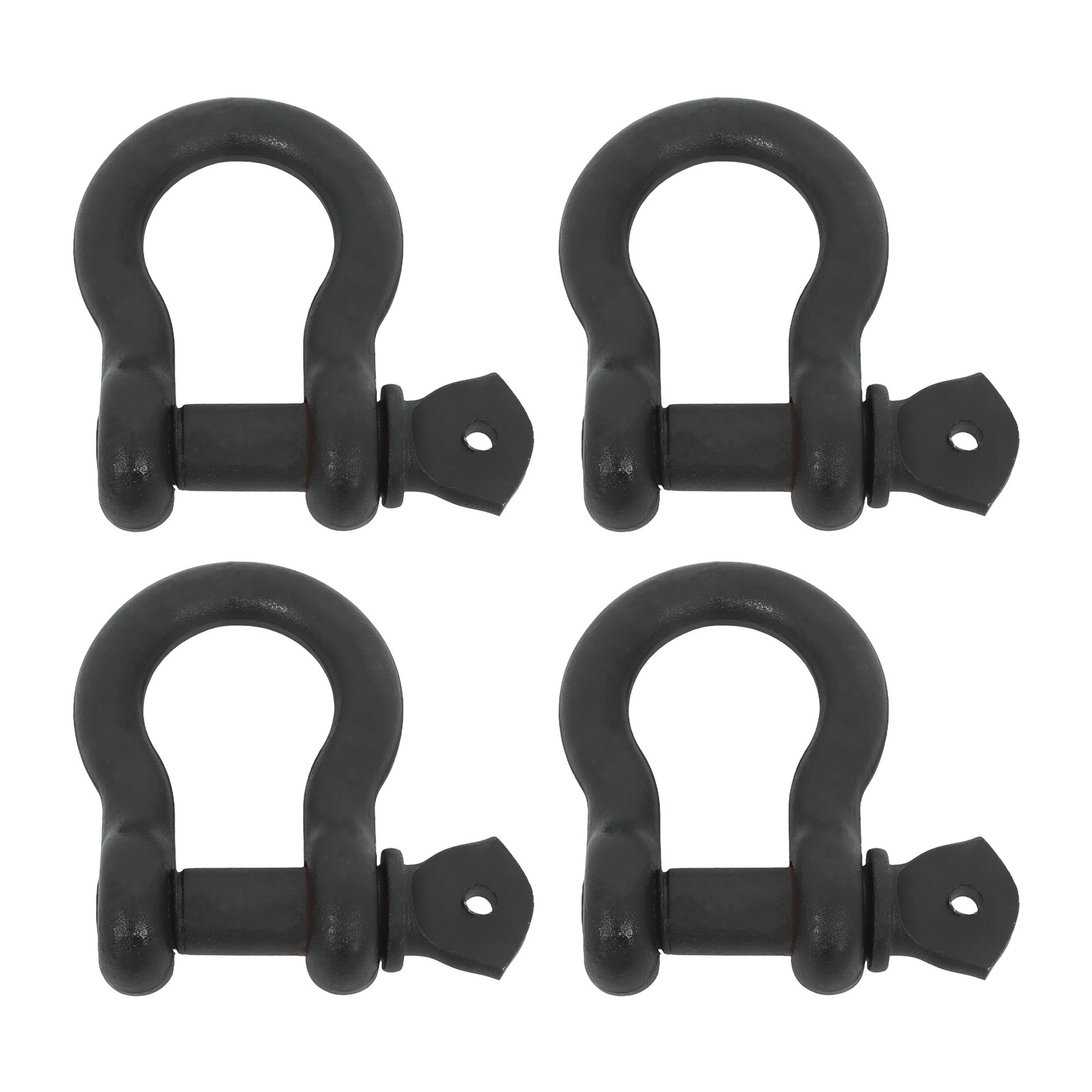 4 Pack 3/4 Inch Bow-Shaped D Ring Shackles 4.75t/10471lbs Working Load Black