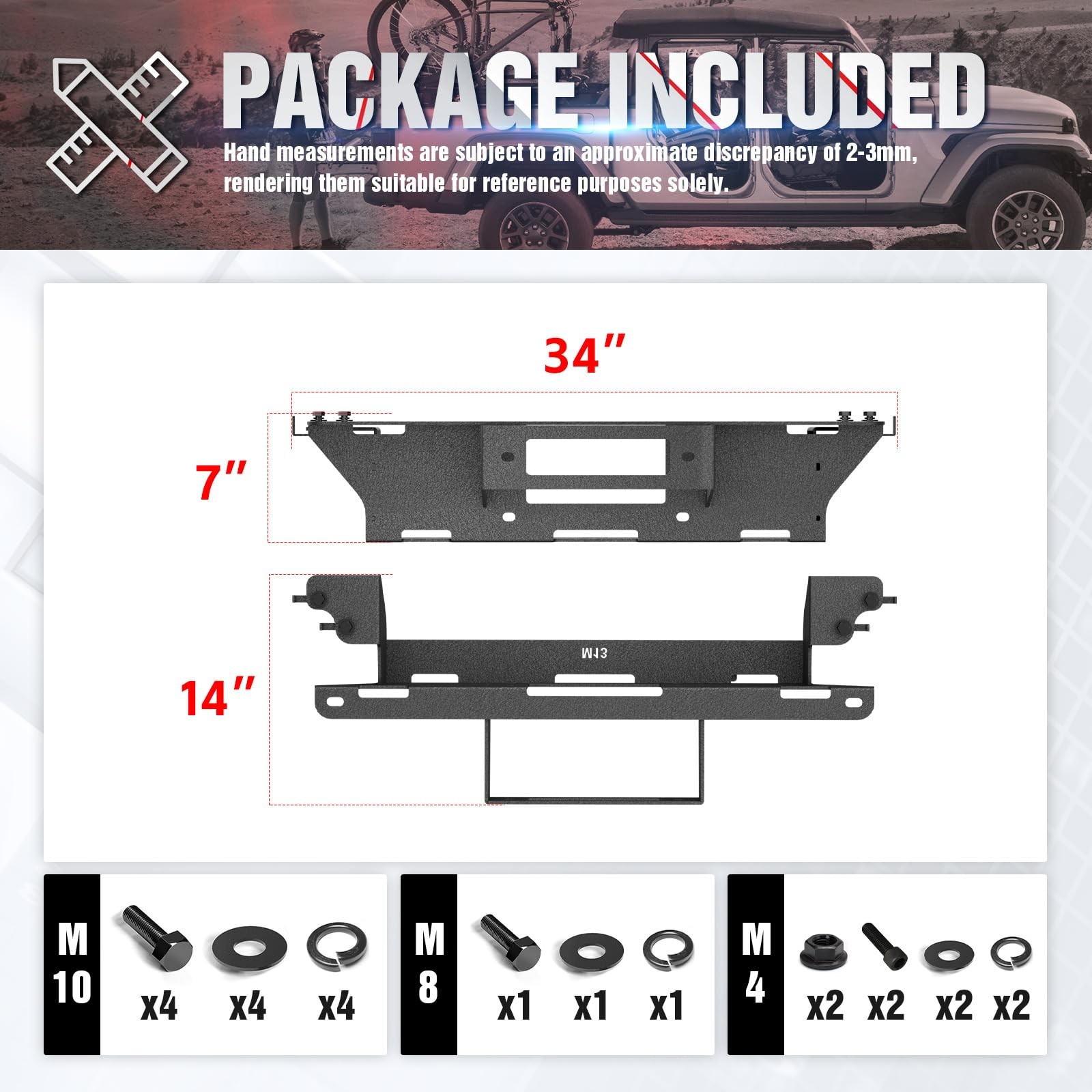 Winch Plate for Chevy Silverado GMC Sierra 1500 1999-2006 Heavy Duty Black