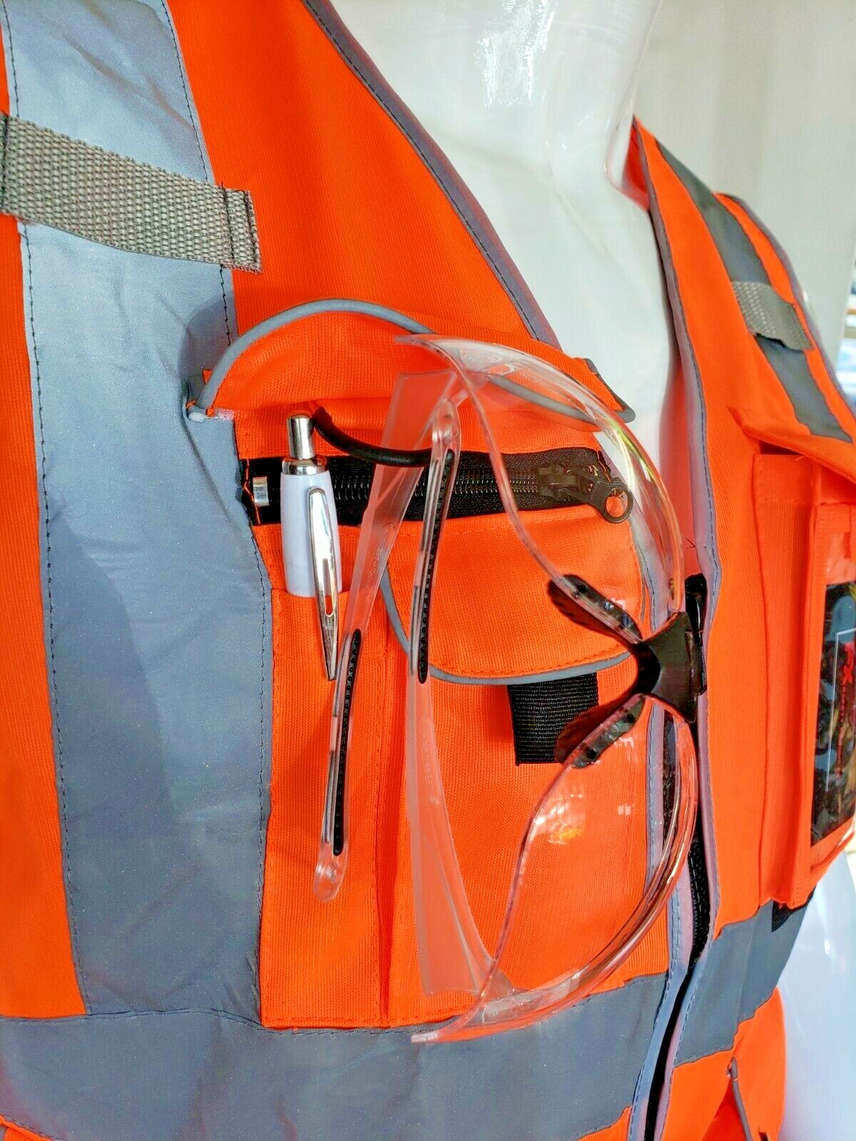 Class 2 Hi Visibility Reflective Orange Safety Vest (Small to 2XL)