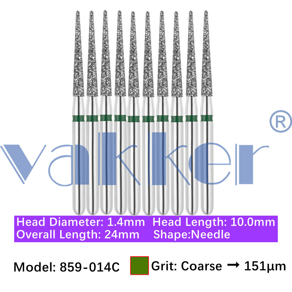 Vakker 10pc Diamond Bur Needle Diamond Burs for Handpiece Fine Medium Coarse