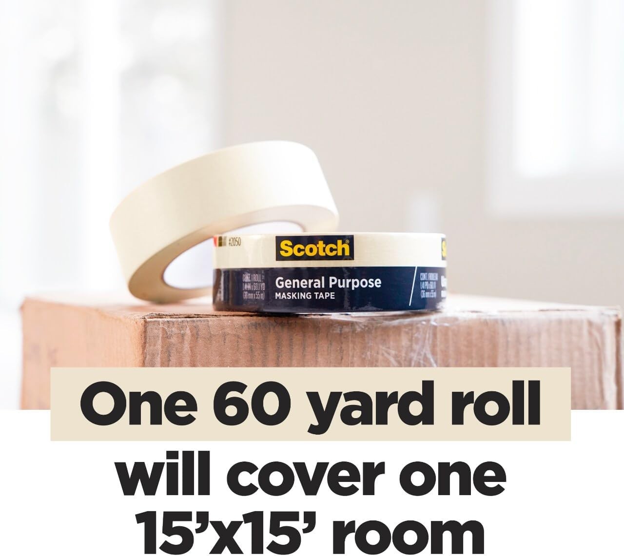 Scotch General Purpose Masking Tape, 1.88 in x 60.1 yd, 1.88″ Width, Tan